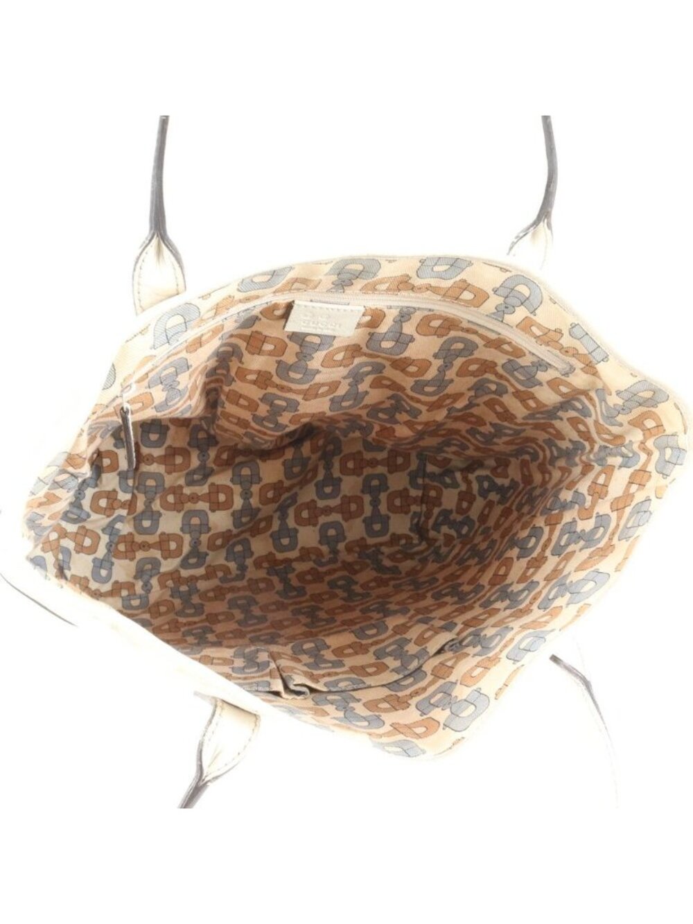 Gucci GG Canvas Leather Tote Shoulder Hand Beige Ree - Picture 7 of 9